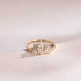 Stunning 1.0 - 2.0 CT Marquise Moissanite Engagement Ring with Cluster Design 1