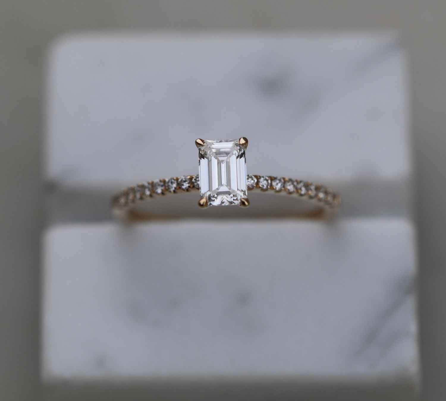 Emerald Cut Pave Lab Grown Diamond Engagement Ring
