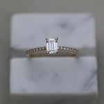 Emerald Cut Pave Lab Grown Diamond Engagement Ring