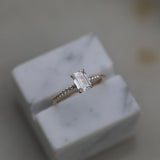 Emerald Cut Pave Lab Grown Diamond Engagement Ring