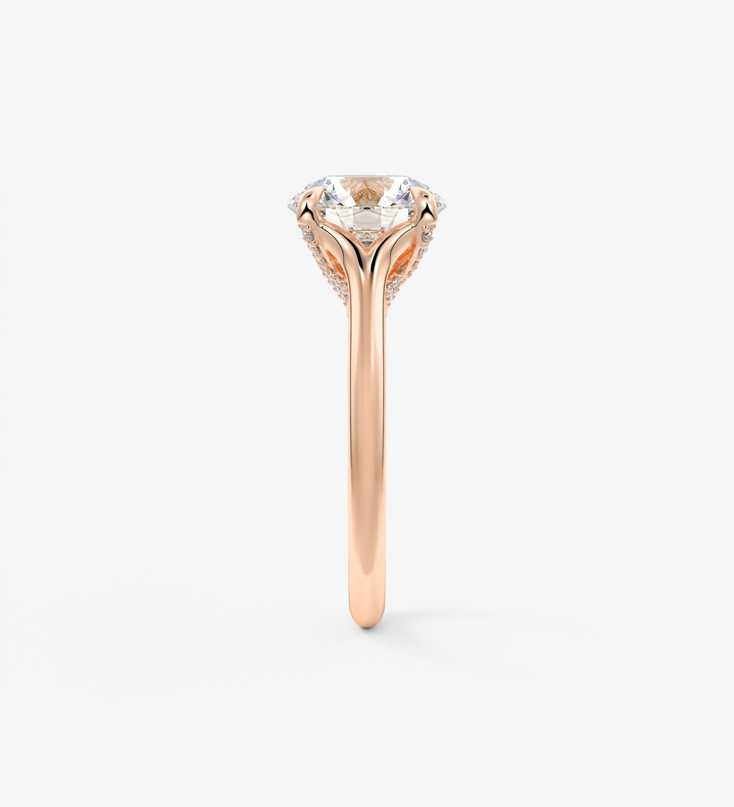 Round Hidden Halo Lab Grown Diamond Engagement Ring