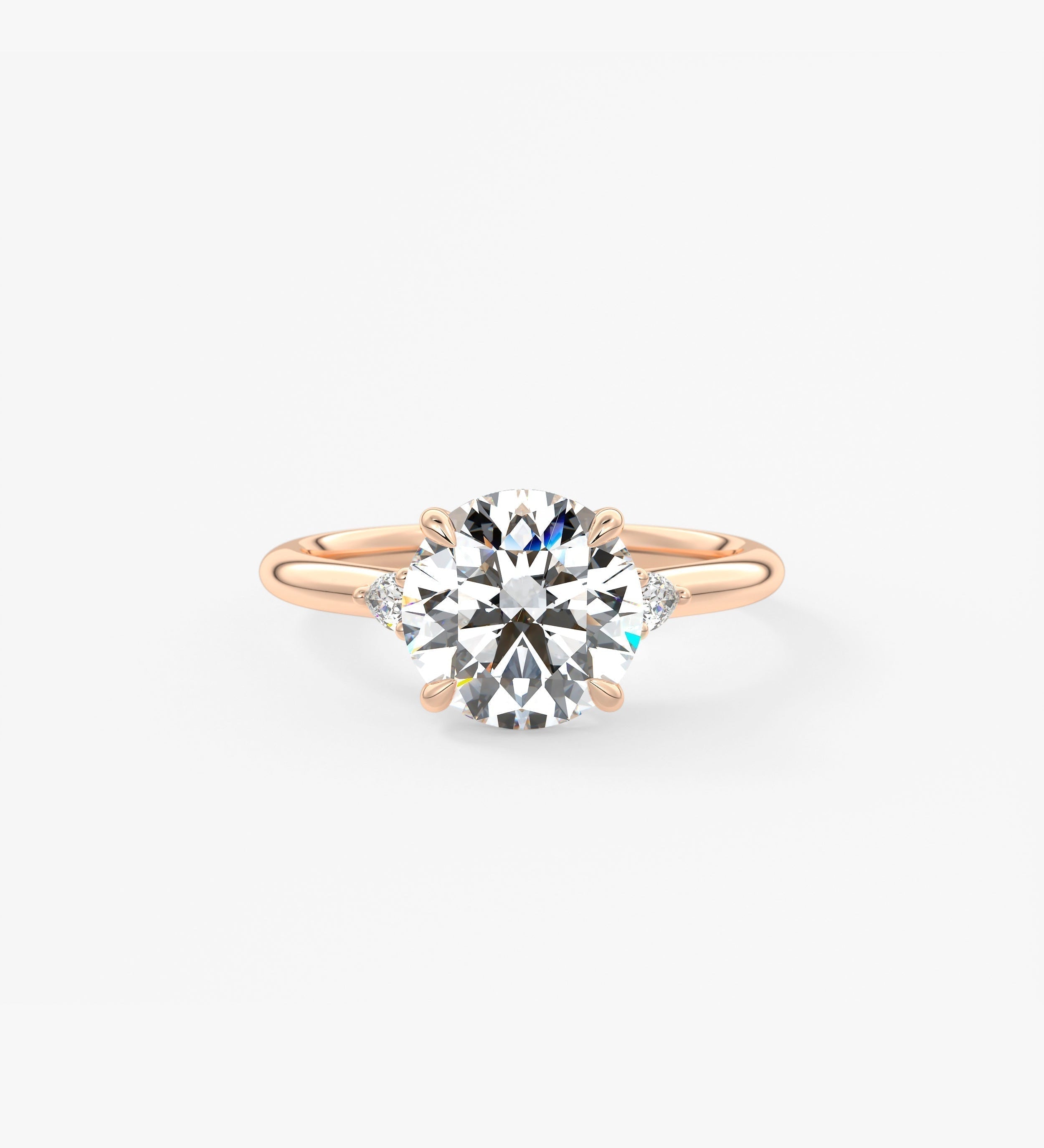 Round Three Stone Lab Grown Diamond Engagement Ring