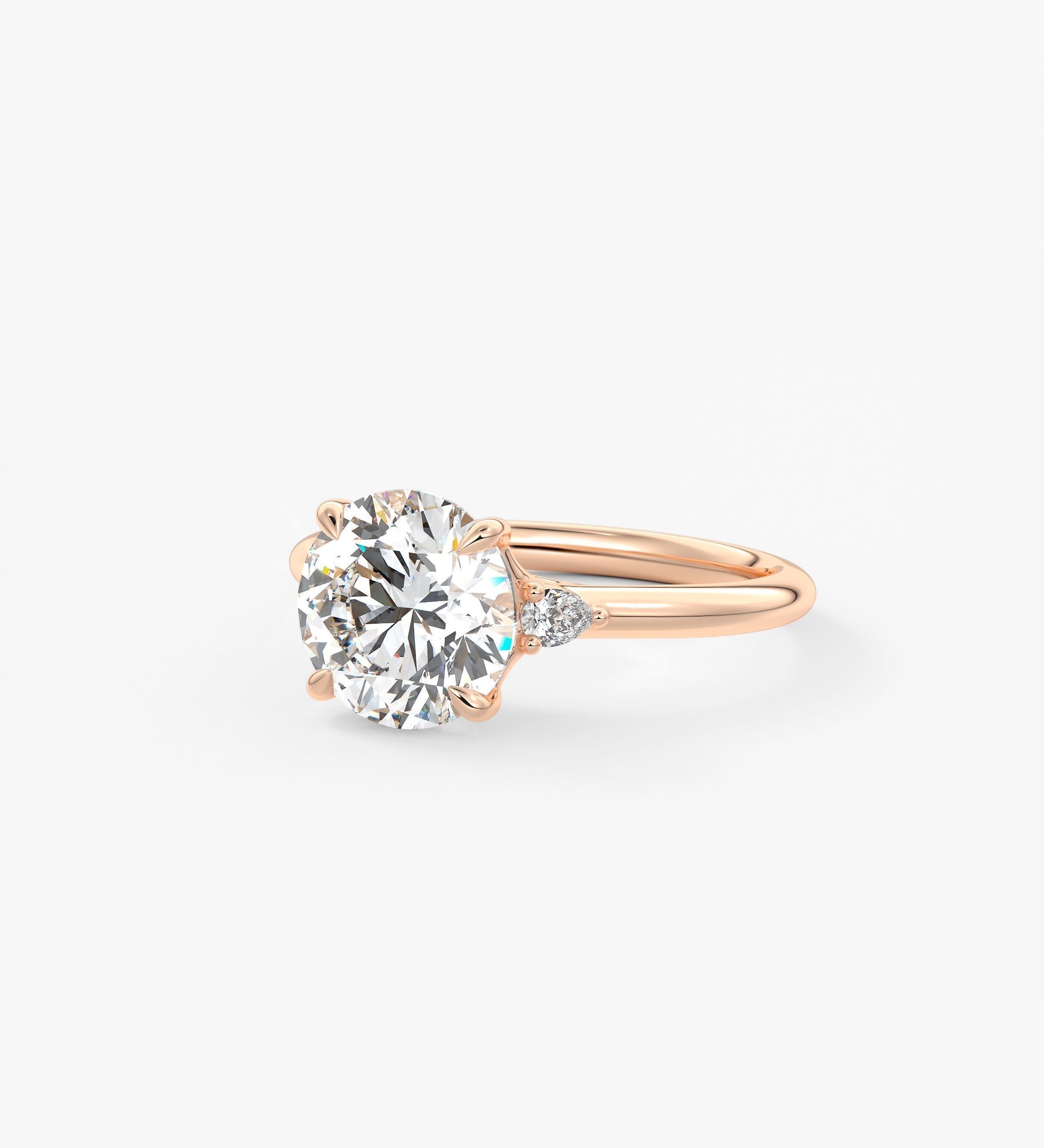 Round Three Stone Lab Grown Diamond Engagement Ring