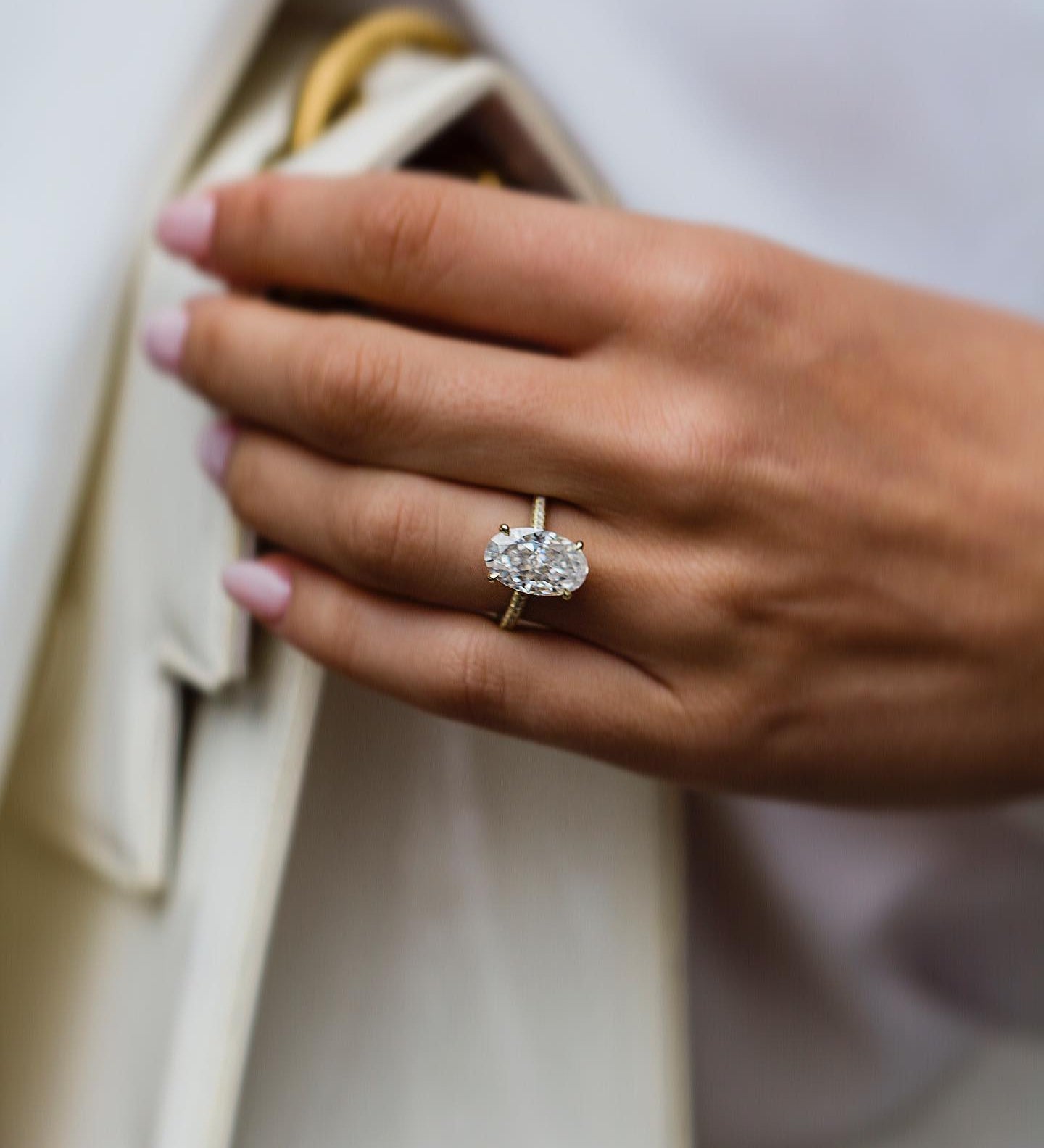 5.0 CT Oval Solitaire Hidden Halo Moissanite Engagement Ring 1