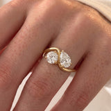 2.05 CT Round & Pear Lab Grown Diamond Engagement Ring – Two Stone