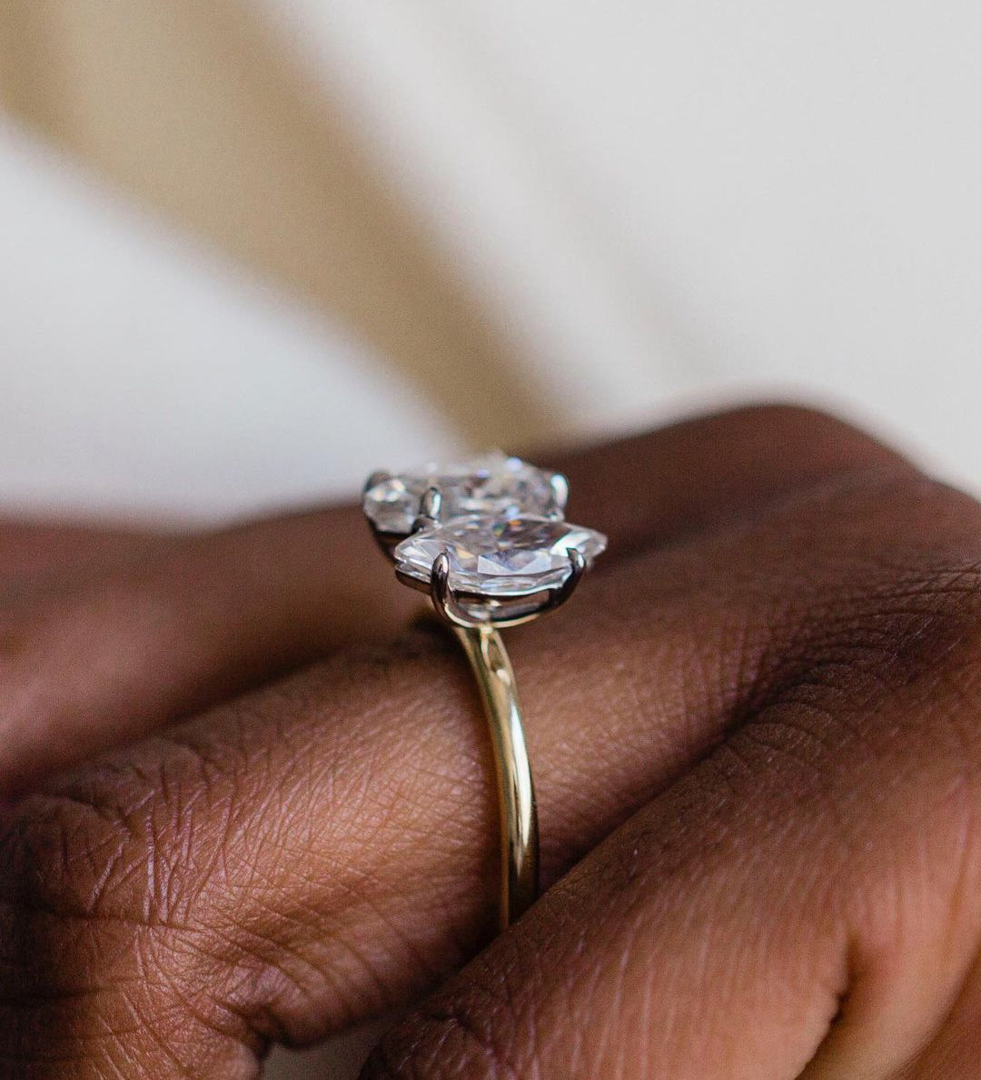 3.45 CT Pear & Marquise Two Stone Moissanite Engagement Ring 3