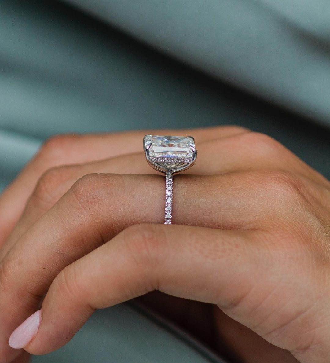 4.79 CT Radiant Solitaire Hidden Halo Moissanite Engagement Ring 3