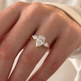 1.5 CT Three Stone Pear Lab Grown Diamond Engagement Ring