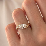1.1 CT Marquise Lab Grown Diamond Engagement Ring – Curved Pavé
