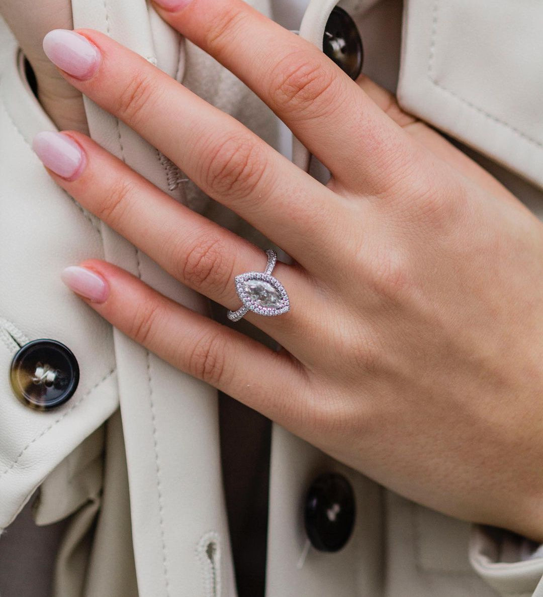 1.80 CT Marquise Double Halo Moissanite Engagement Ring 1