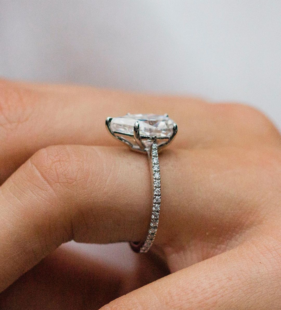 4.10 CT Pear Solitaire Pave Moissanite Engagement Ring 2
