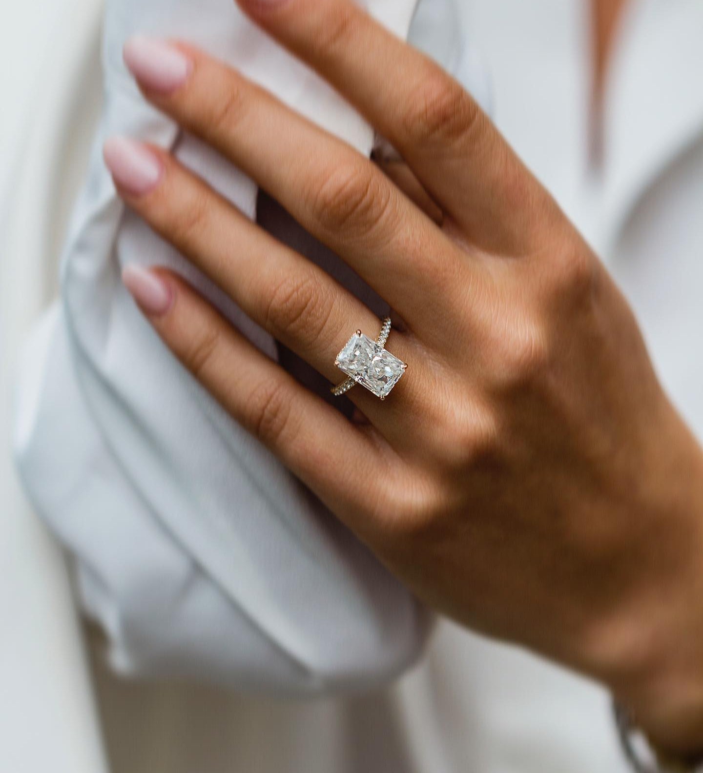 4.80 CT Radiant Solitaire Hidden Halo Moissanite Engagement Ring 2