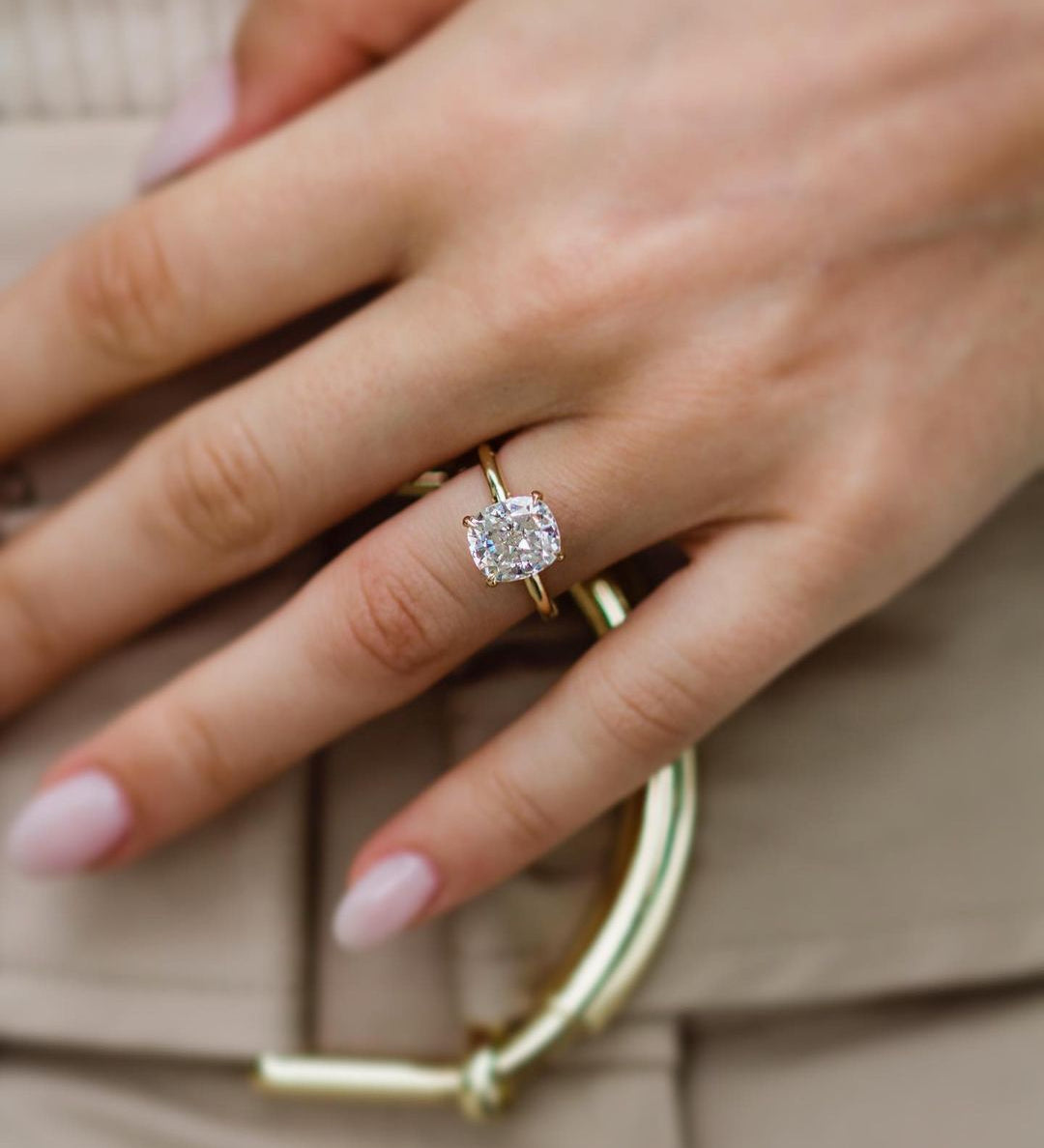 2.80 CT Cushion Solitaire Moissanite Engagement Ring 1