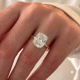 4 CT Hidden Halo Elongated Cushion Lab Grown Diamond Engagement Ring