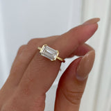 1.5 CT Emerald⁠  Lab Grown Diamond Half Bezel Style Engagement Ring