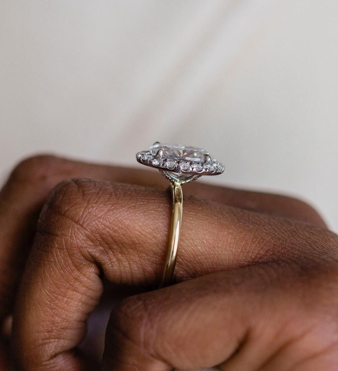 3.85 CT Oval Halo Moissanite Engagement Ring 3