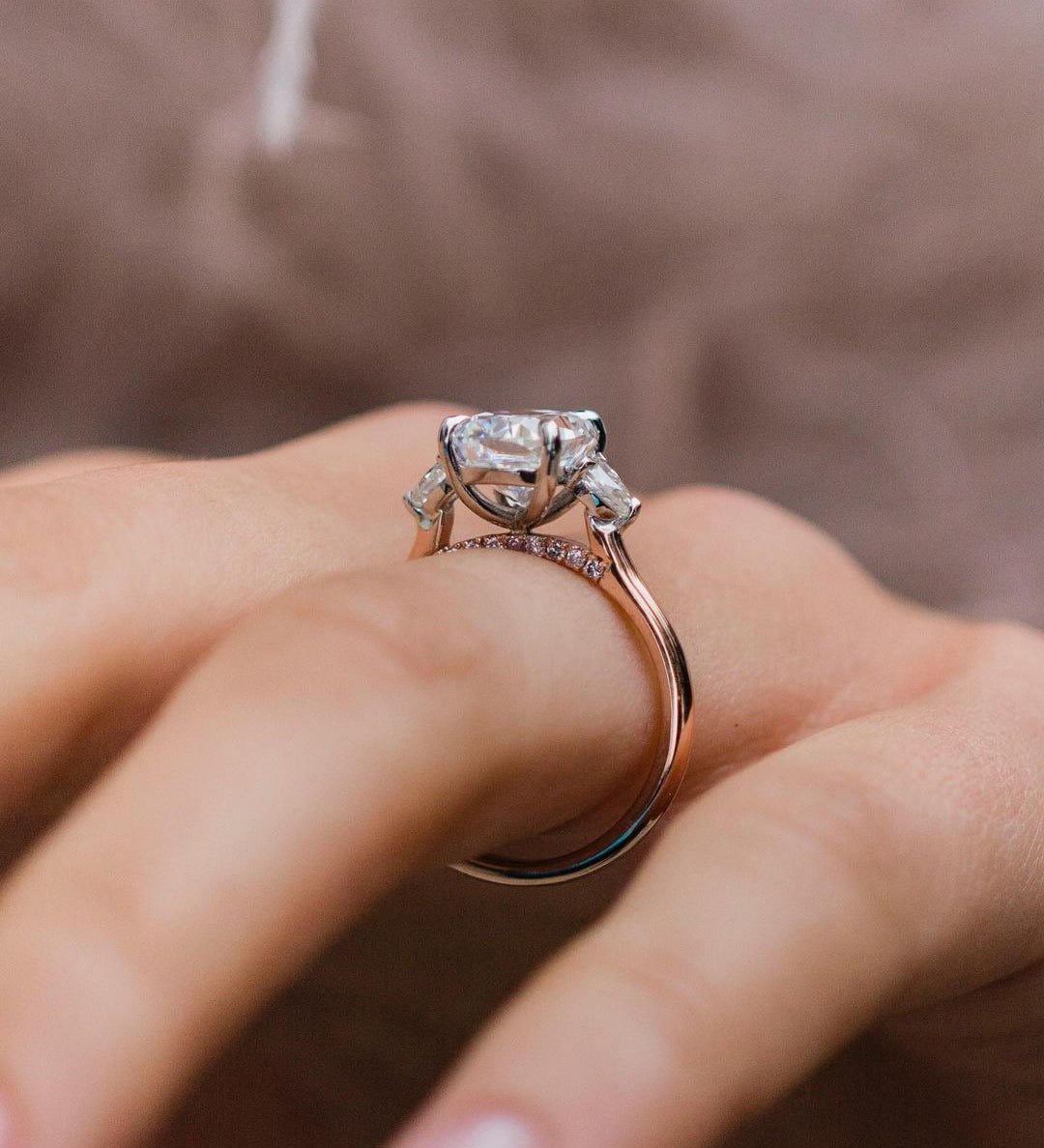 2.20 CT Cushion Three Stone Moissanite Engagement Ring 2