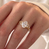 2 CT Cluster Oval Lab Grown Diamond Engagement Ring