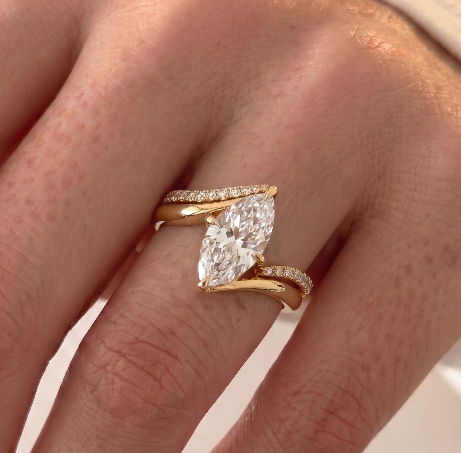2.5 CT Marquise Lab Grown Diamond Bridal Set – Wrap Pavé