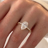 2.5 CT Pear Lab Grown Diamond Engagement Ring – Hidden Halo Pave
