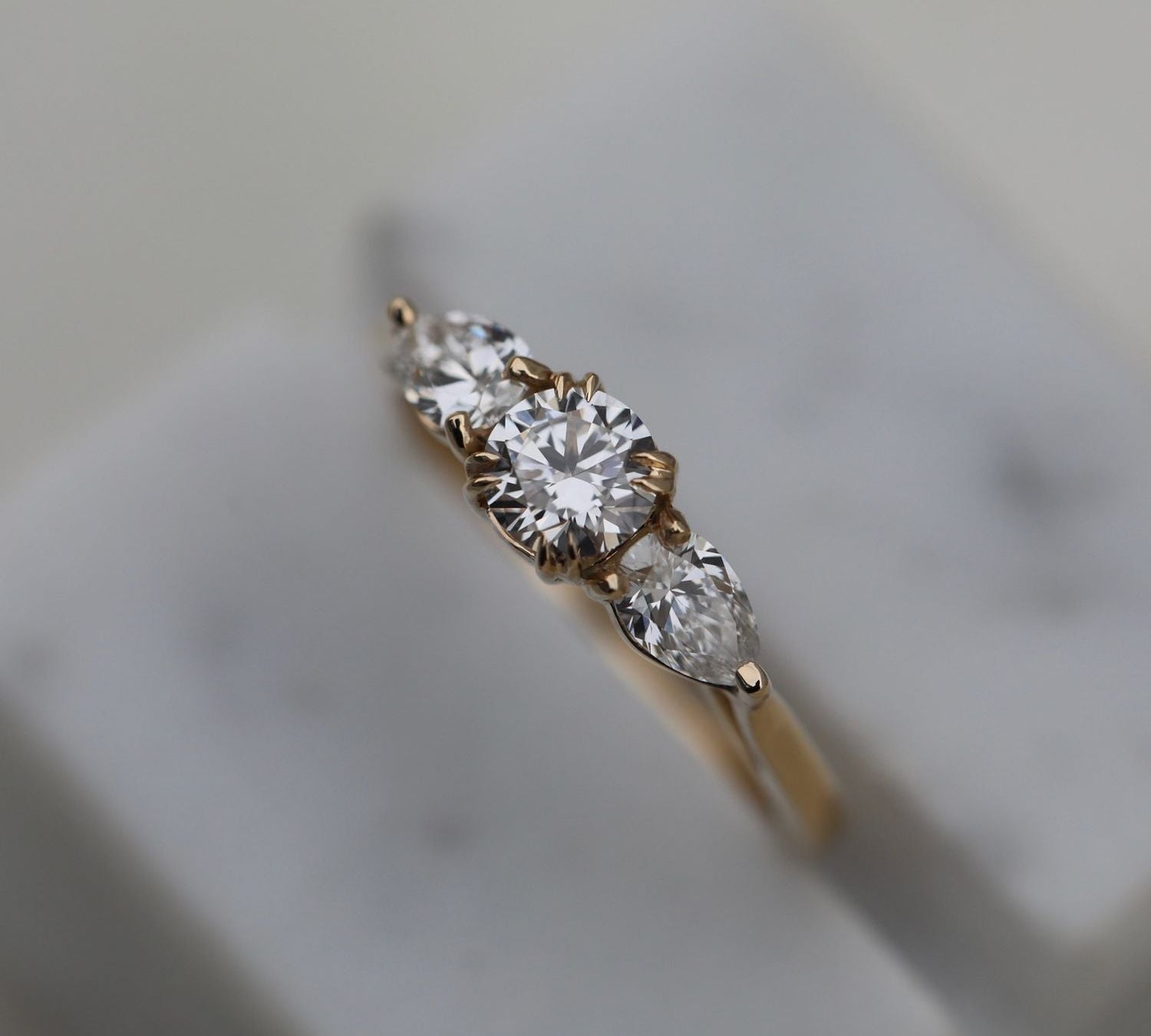 0.50 CT Round Three Stones Lab Grown Diamond Engagement Ring