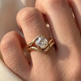 1.5 CT Asscher Lab Grown Diamond Bridal Set – Curved Shank with Plain Stacking Band