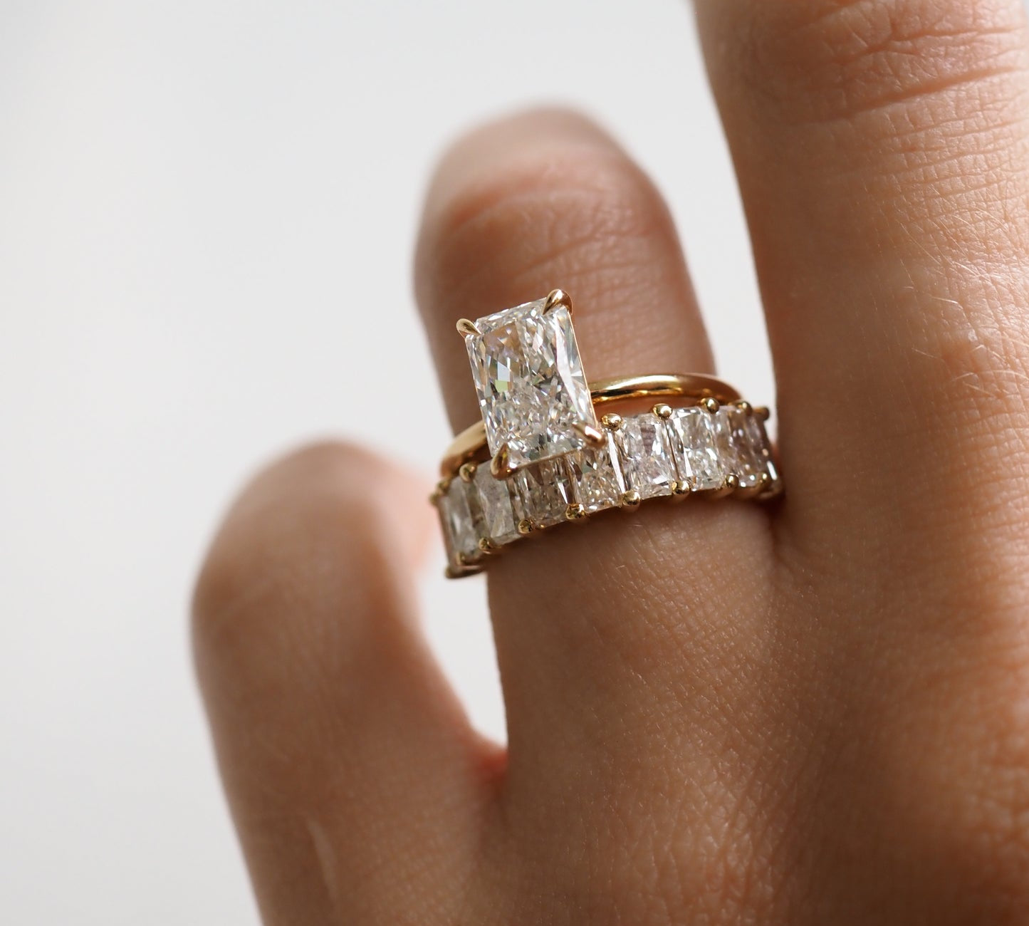 Stunning 3.30 TCW Radiant Moissanite Stones Full Eternity Wedding Bands