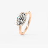 Oval East West Half Bezel Lab Grown Diamond Engagement Ring