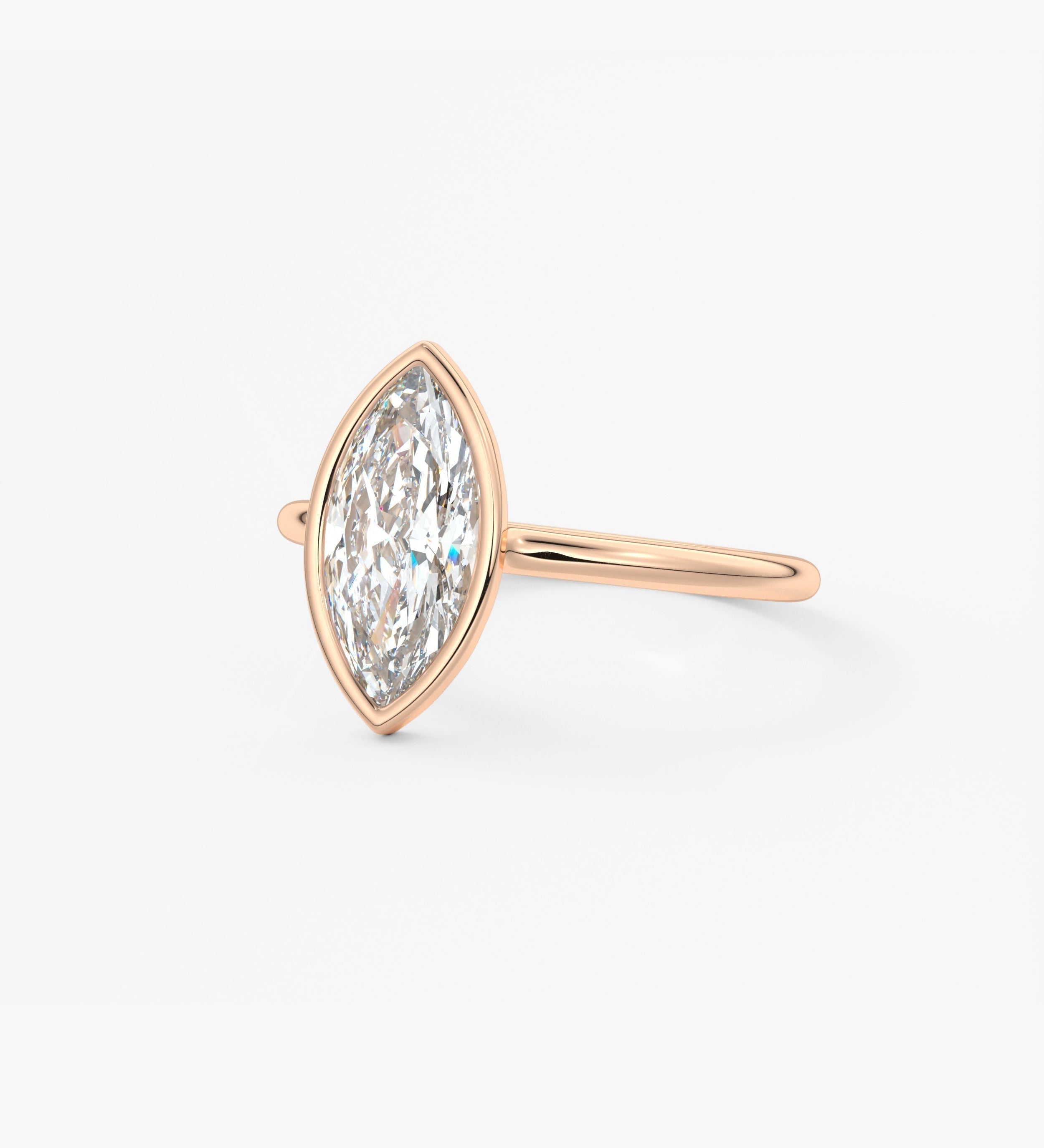 Marquise Bezel Lab Grown Diamond Engagement Ring