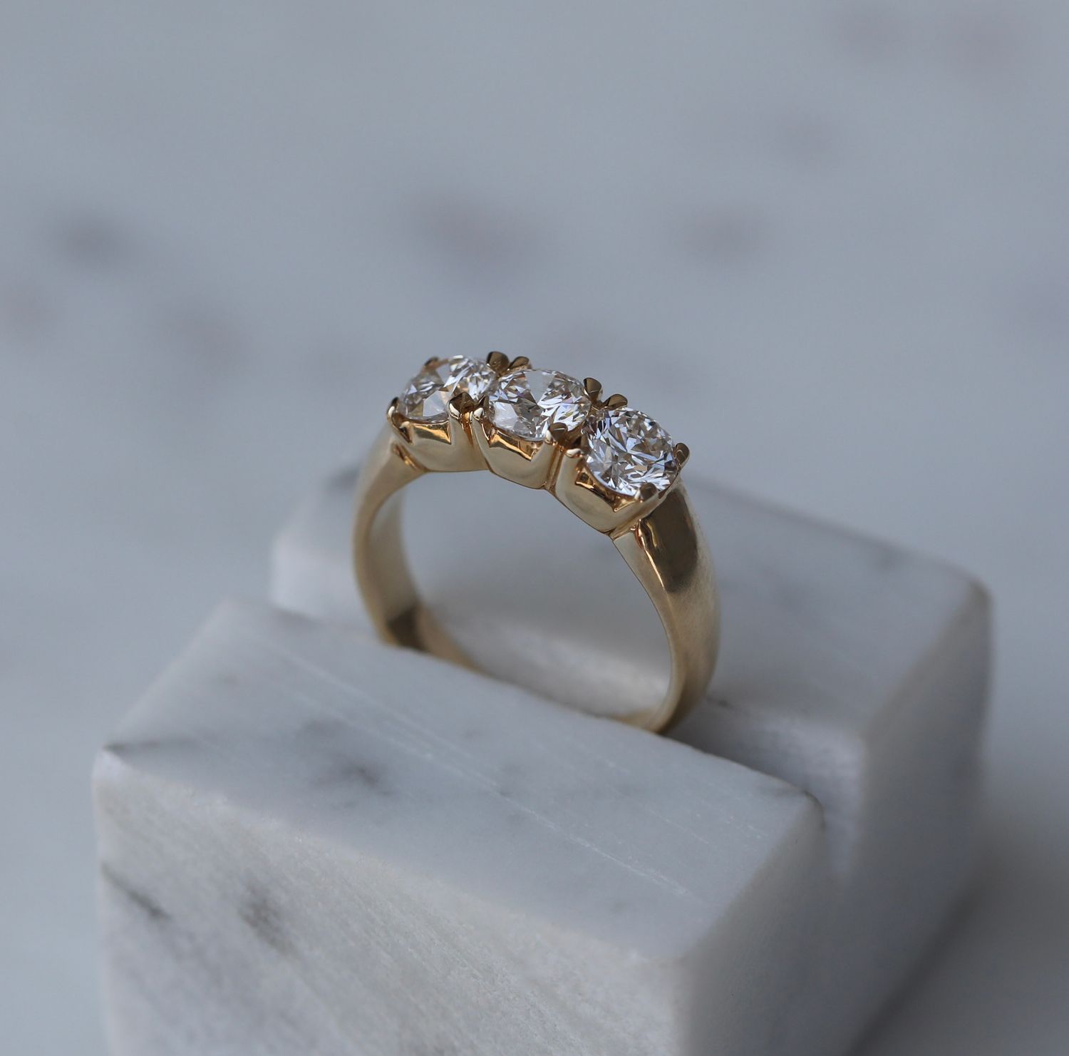 1.50 CT Round Three Stones Lab Grown Diamond Wedding Band