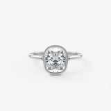 Elongated Cushion Bezel Lab Grown Diamond Engagement Ring