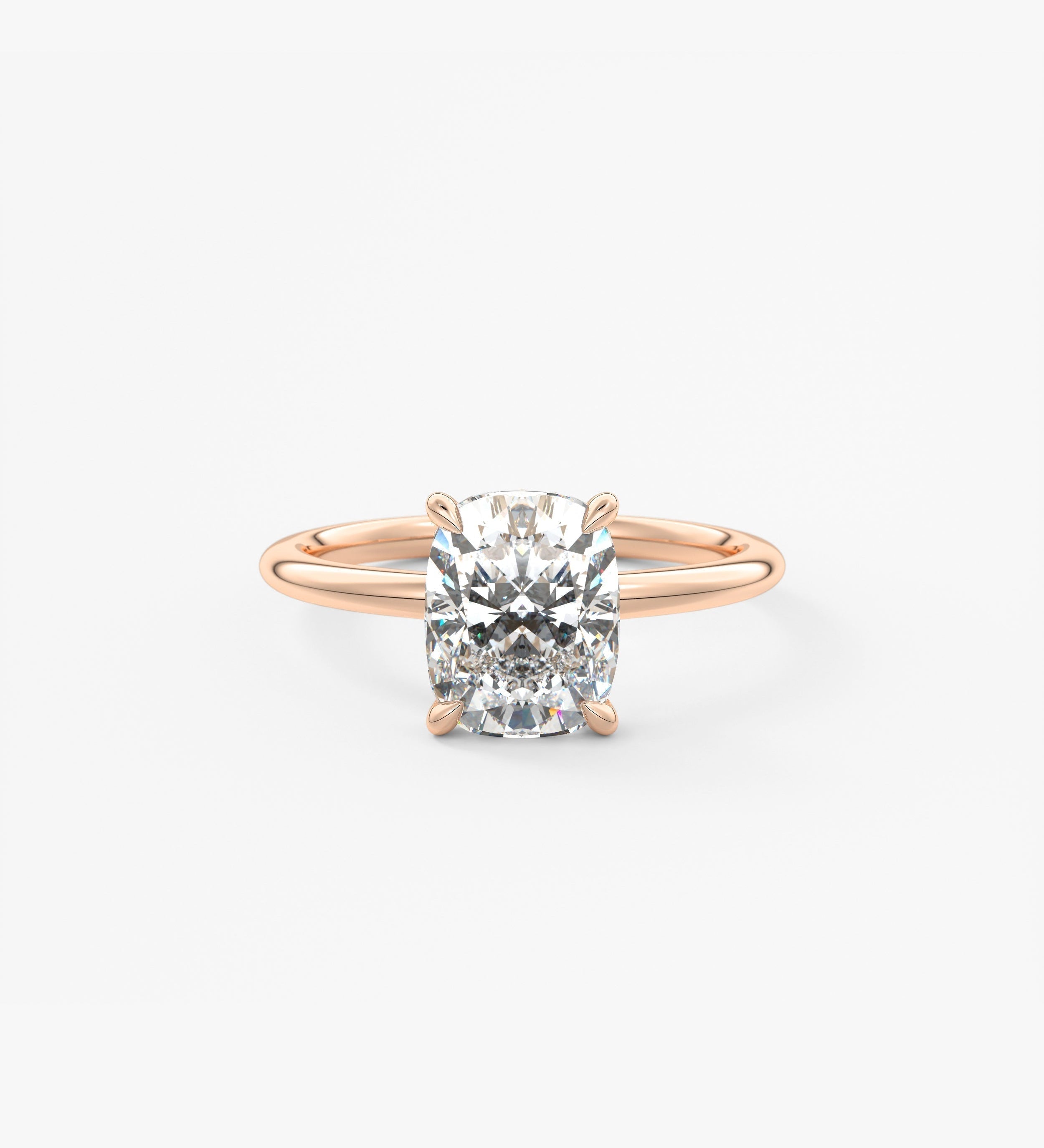 Elongated Cushion Hidden Halo Lab Grown Diamond Engagement Ring