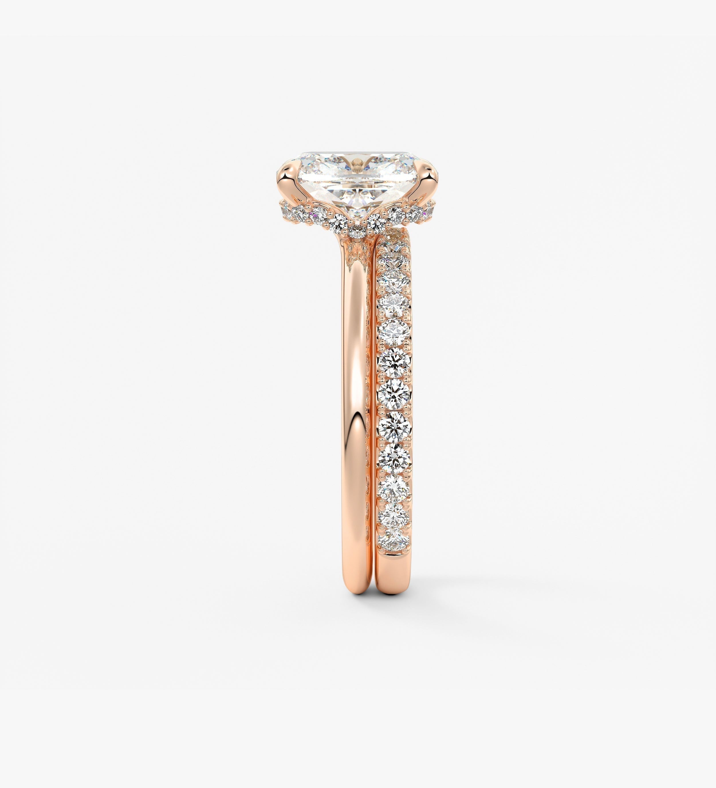 Elongated Cushion Hidden Halo Lab Grown Diamond Engagement Ring