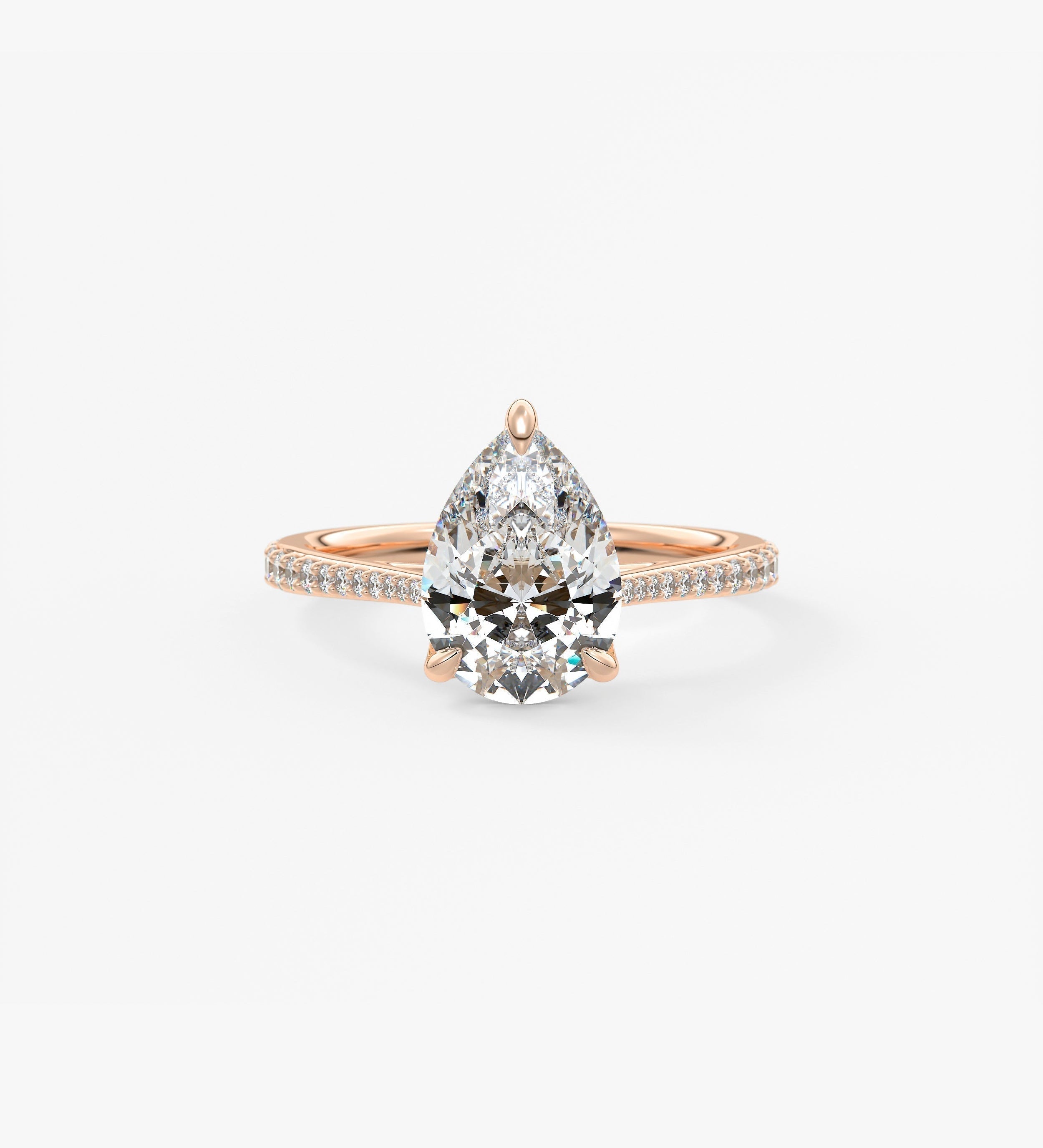 Pear Pave Cathedral Lab Grown Diamond Engagement Ring