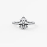 Pear Pave Cathedral Lab Grown Diamond Engagement Ring