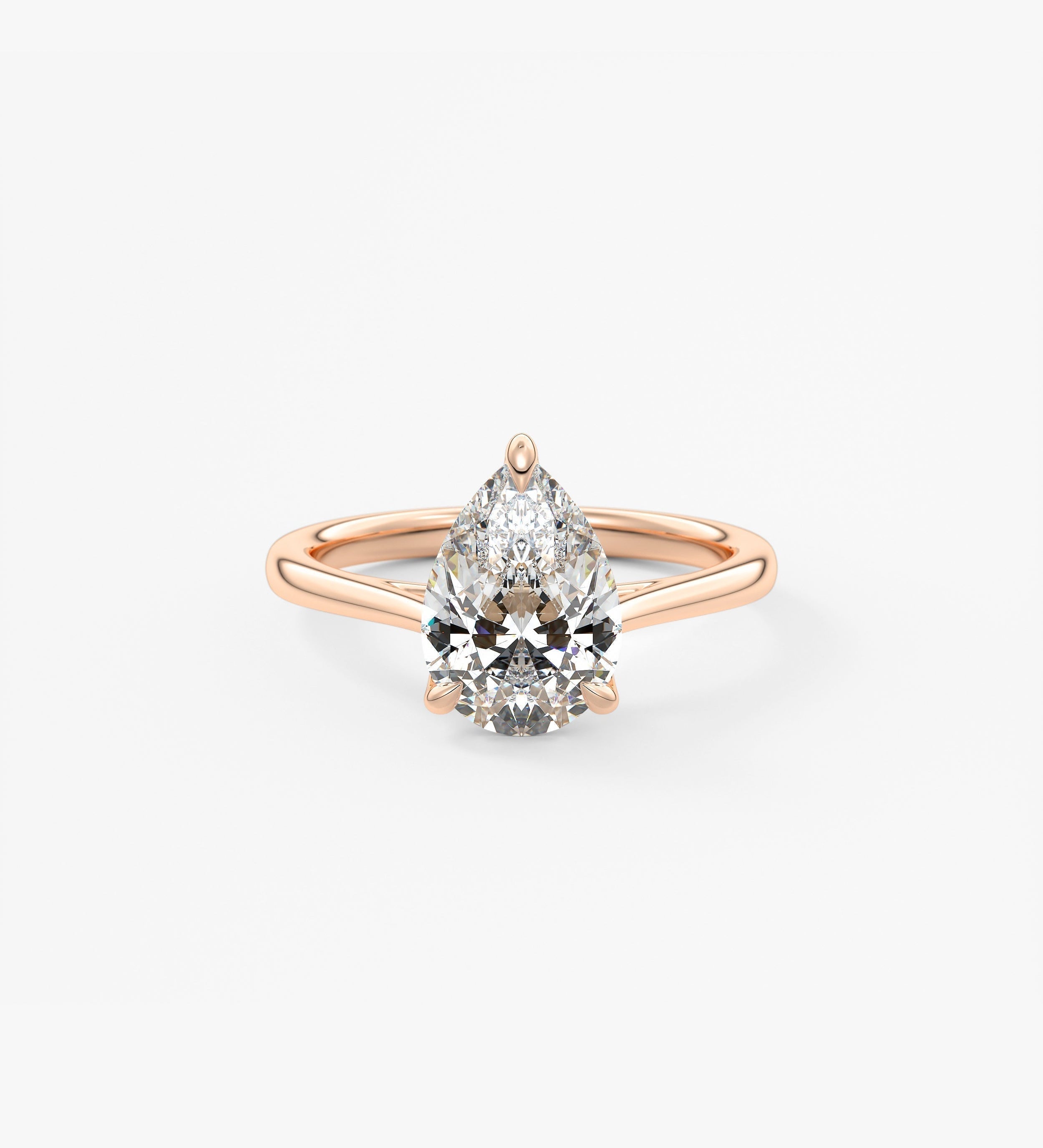 Pear Solitaire Cathedral Lab Grown Diamond Engagement Ring