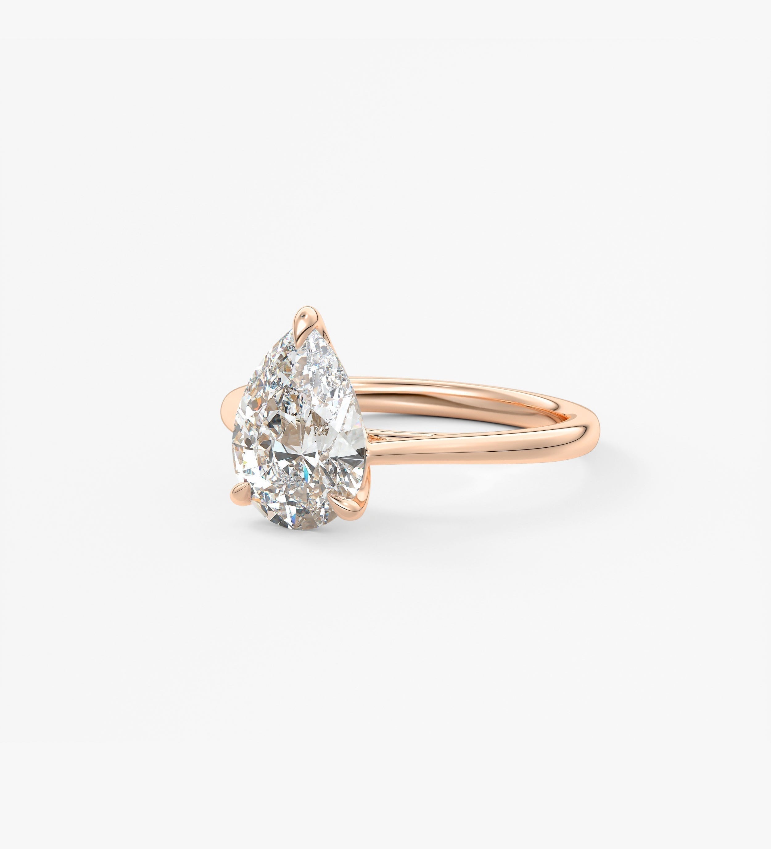 Pear Solitaire Cathedral Lab Grown Diamond Engagement Ring