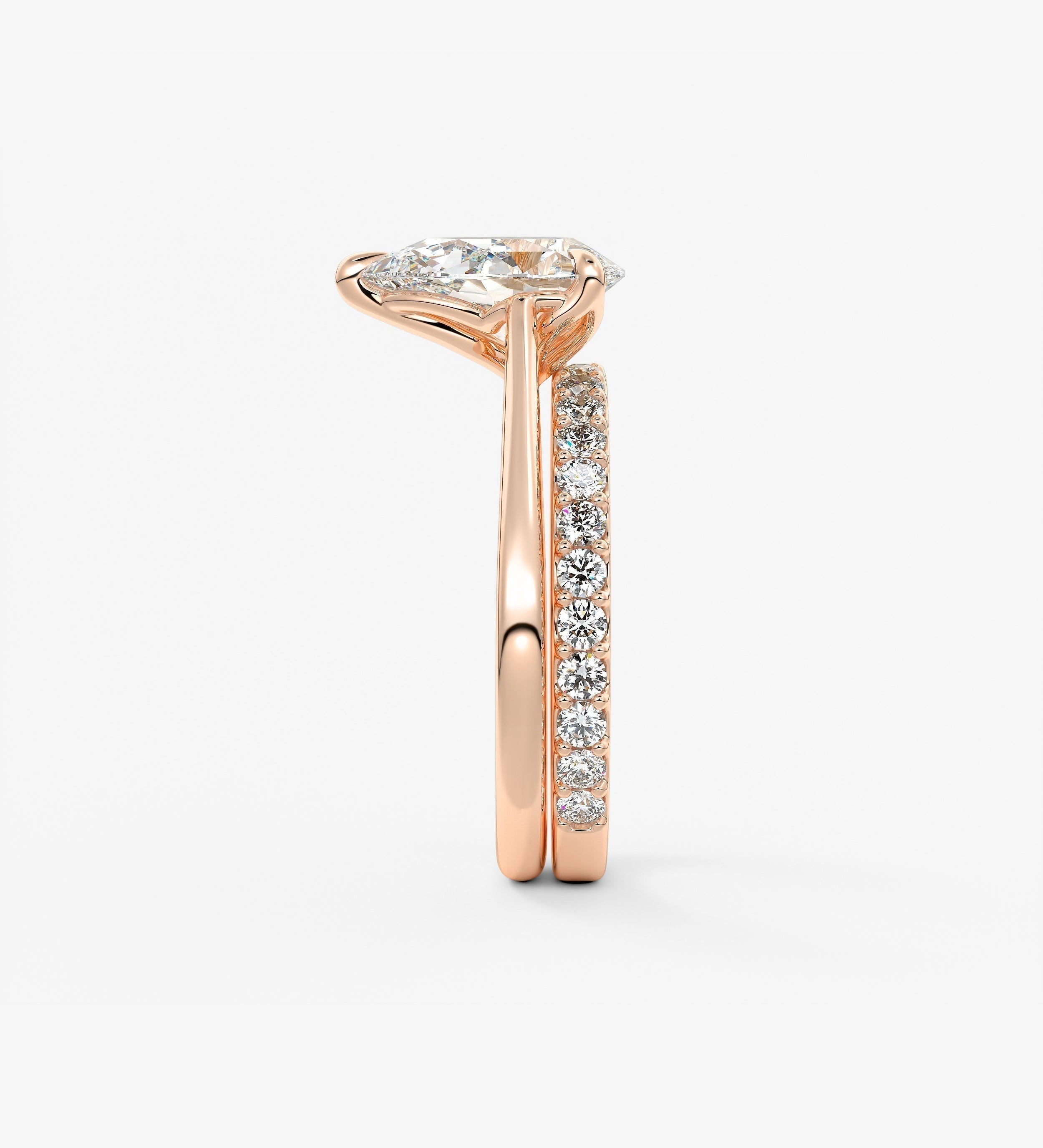 Pear Solitaire Cathedral Lab Grown Diamond Engagement Ring
