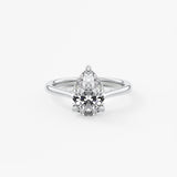 Pear Solitaire Cathedral Lab Grown Diamond Engagement Ring