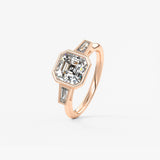Asscher Three Stone Lab Grown Diamond Engagement Ring