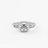 Asscher Three Stone Lab Grown Diamond Engagement Ring