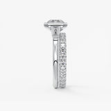 Asscher Three Stone Lab Grown Diamond Engagement Ring