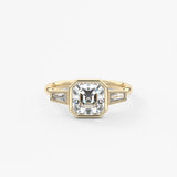 Asscher Three Stone Lab Grown Diamond Engagement Ring