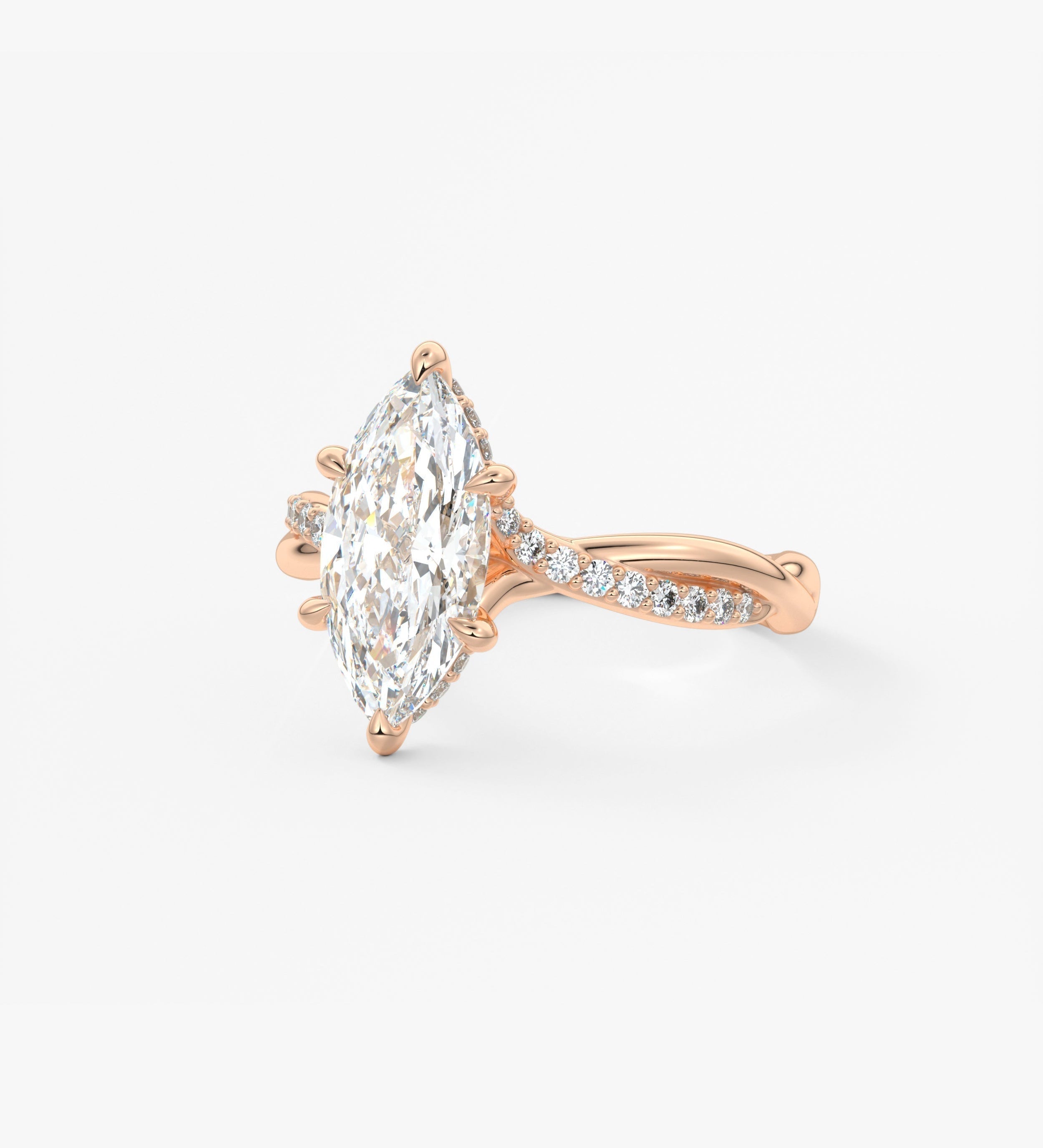Marquise Twisted Pave Lab Grown Diamond Engagement Ring