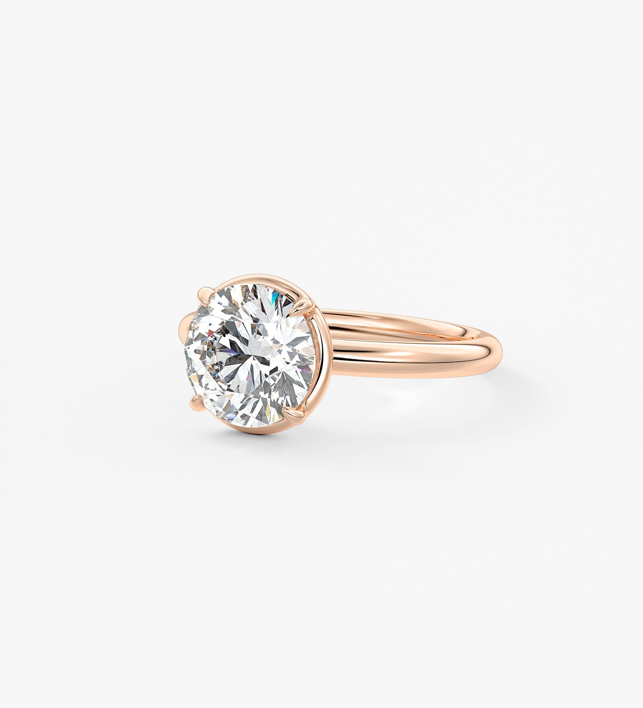 Round Bezel Lab Grown Diamond Engagement Ring