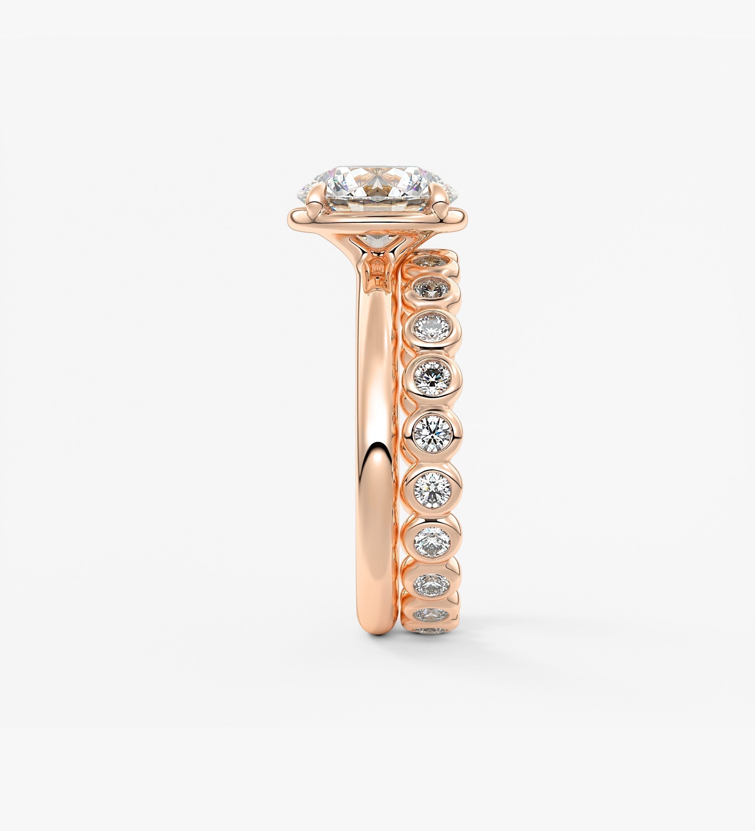 Round Bezel Lab Grown Diamond Engagement Ring