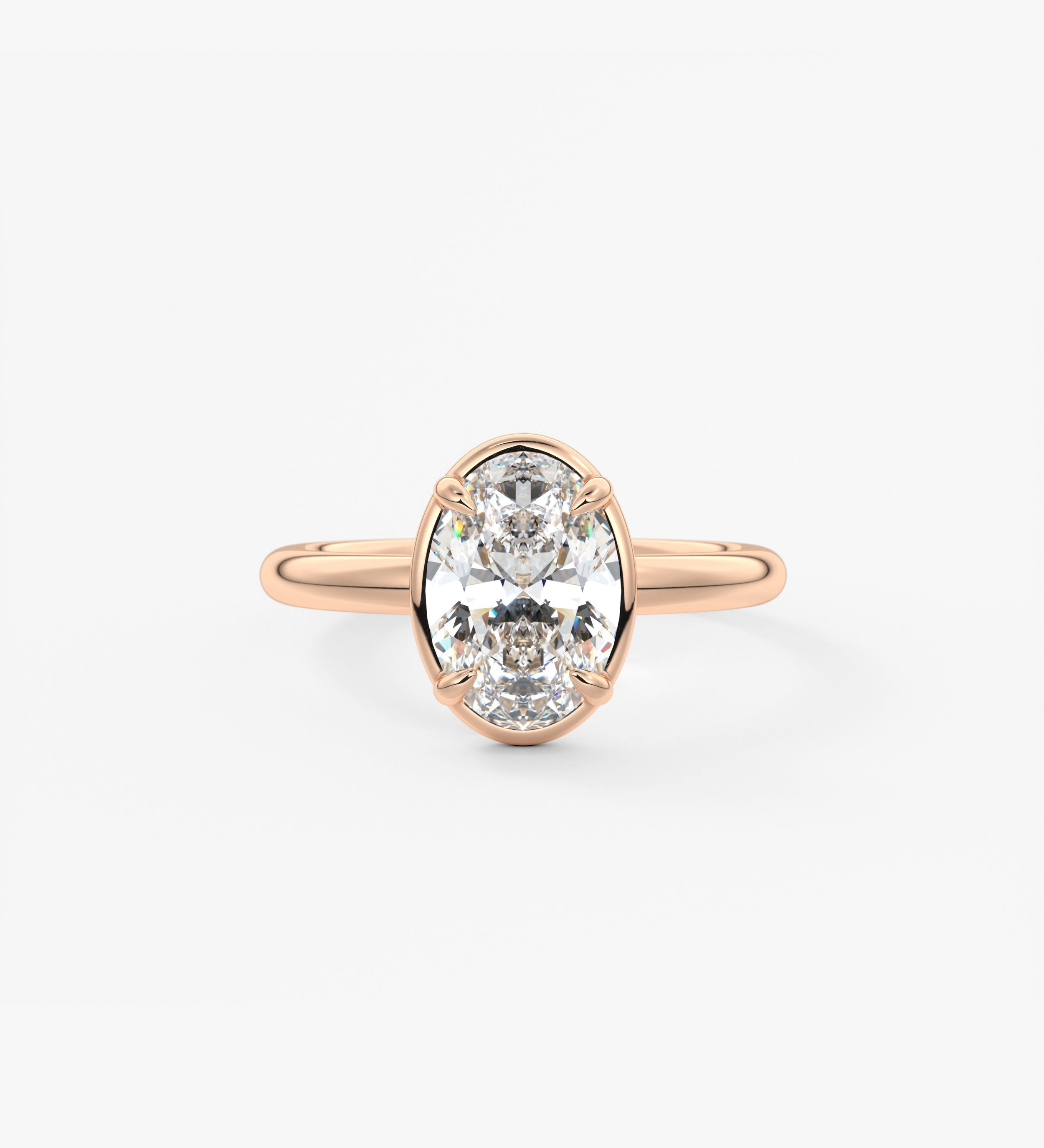 Oval Bezel Lab Grown Diamond Engagement Ring