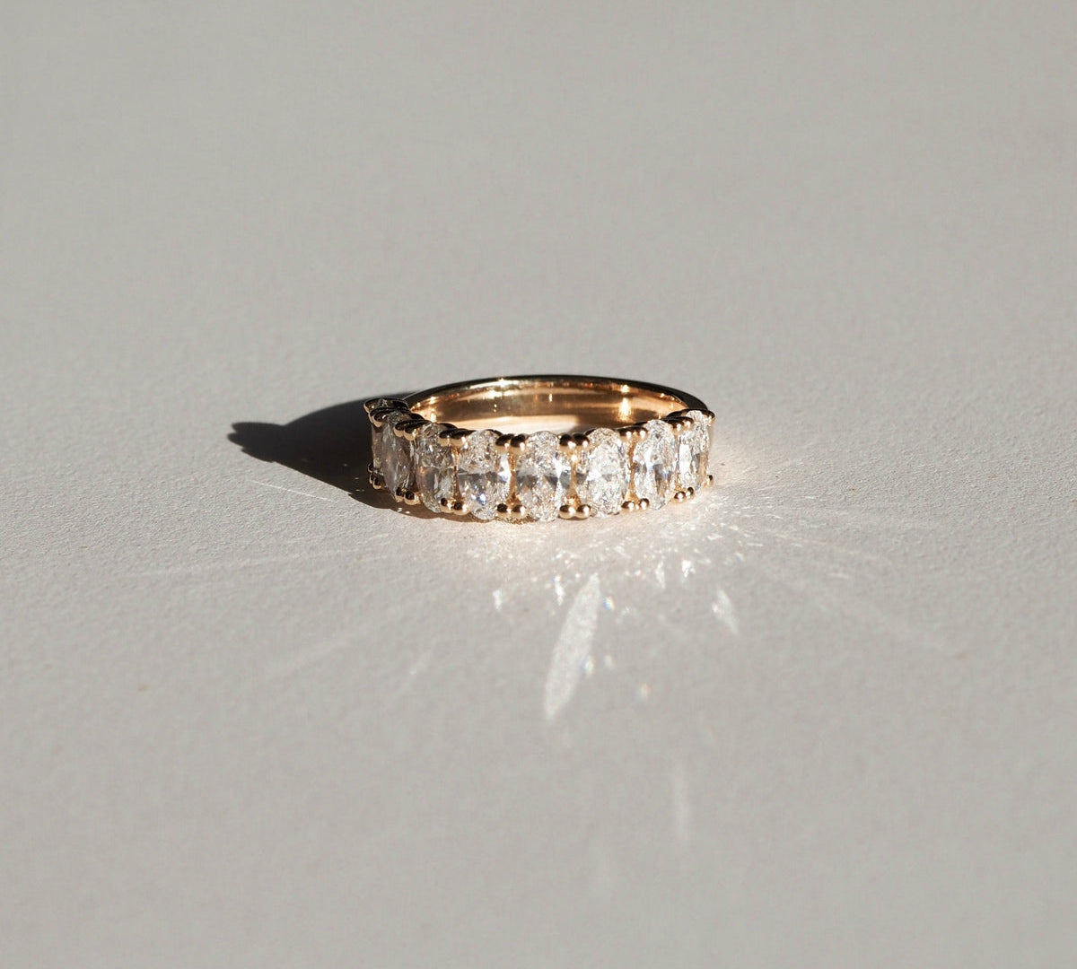 Stunning 1.60 TCW Oval Moissanite Stones Half Eternity Wedding Bands