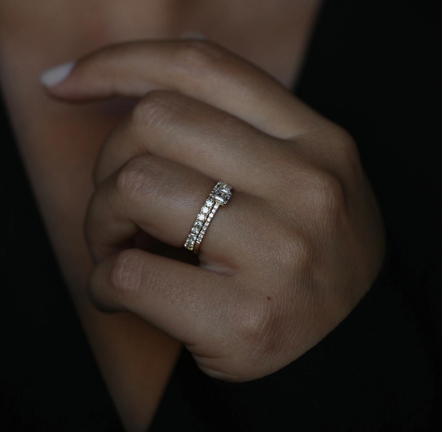 0.55 CT Round Half Eternity Lab Grown Diamond Wedding Band