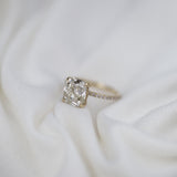 2.77 CT Cushion Solitaire Pave Moissanite Engagement Ring 8